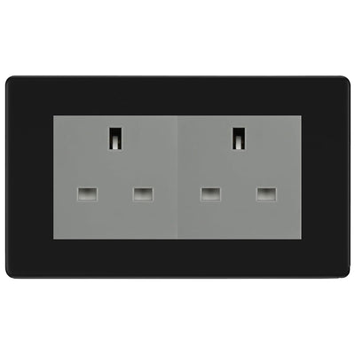 BG Screwless Matt Black 4 Gang 13A Unswitched Socket -FFB4GUSSG by British General (BG-FFB4GUSSG)