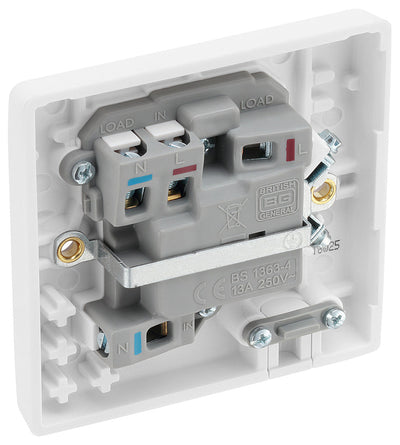 BG 853 Moulded Round Edge | White | 13A 2 Pole Flex Outlet Neon Switched Fused Connection Unit by British General (BG-853)