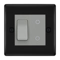 BG Matt Black 2G Custom Switch 1x 2 Way Switch 1x Secondary Touch Dimmer Grey Inserts