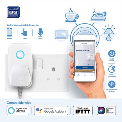BG AHC/U White Moulded 13A Power Adaptor with Smart Home Control by British General (BG-AHC-U-Shopify-1)
