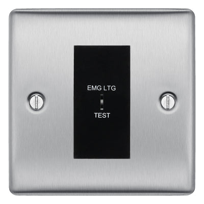 BG Nexus Metal Brushed Steel 20AX 2 Way Emergency Lighting Test Key Switch - Black Insert