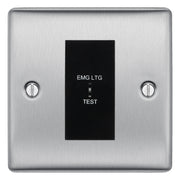 BG Nexus Metal Brushed Steel 20AX 2 Way Emergency Lighting Test Key Switch - Black Insert