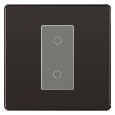 BG Nexus Screwless Black Nickel Single Secondary Touch Dimmer Switch Grey Insert by British General (BG-EMTDSG+FBNEMS1)