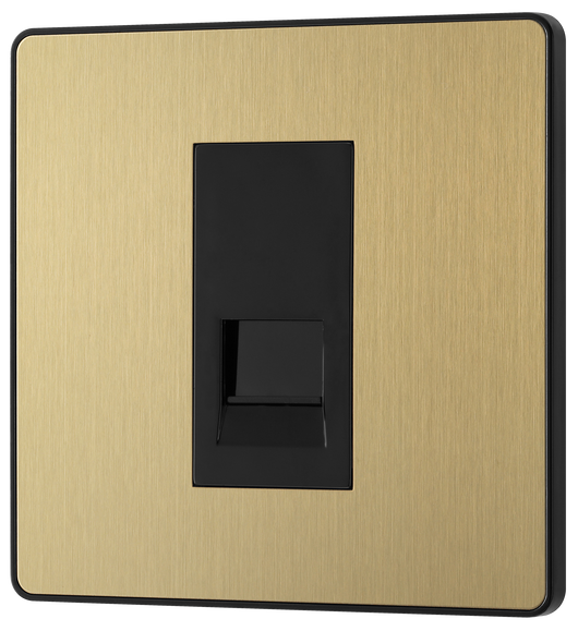 PCDSBBTM1B Front - This Evolve Satin Brass master telephone socket from British General uses a screw terminal connection, and should be used where your telephone line enters your property. This is the best place to connect your router as it's where you're most likely to get the best performance and fastest speeds for your broaCPand.