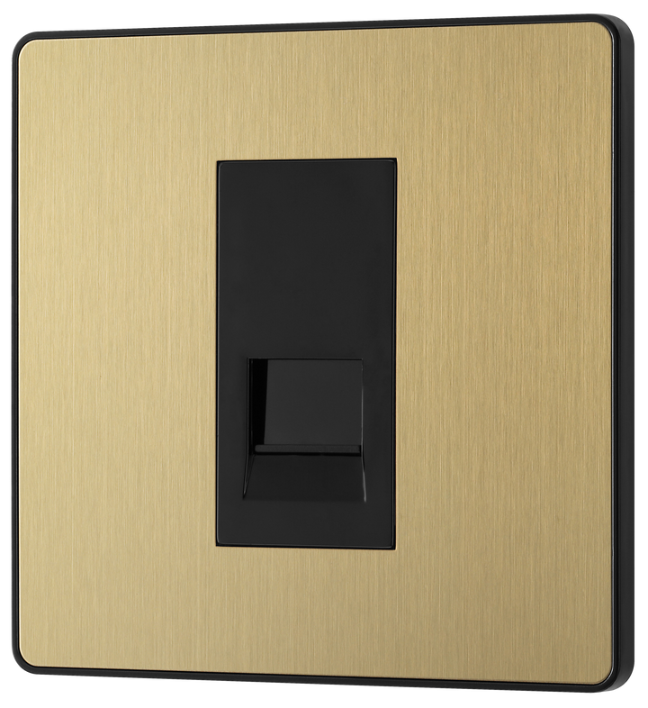 PCDSBBTM1B Front - This Evolve Satin Brass master telephone socket from British General uses a screw terminal connection, and should be used where your telephone line enters your property. This is the best place to connect your router as it's where you're most likely to get the best performance and fastest speeds for your broaCPand.