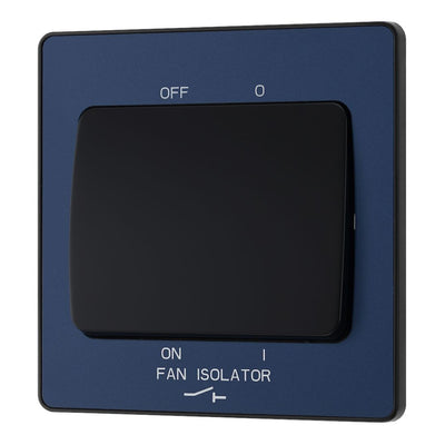 BG Evolve Matt Blue Fan Isolator Switch PCDDB15B with 35mm Steel Back Box