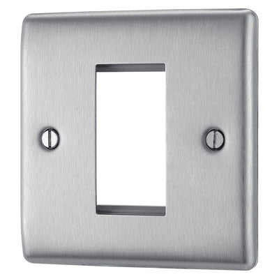BG Nexus Brushed Steel Single Secondary Telephone Socket, Screw Terminal - Black Insert