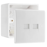 BG Electrical Double Master Telephone Socket (Screw) & 50mm Pattress Back Box by British General (BG-8BTM/2+877)