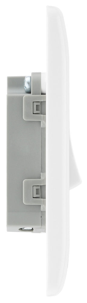 BG 814 Moulded Round Edge | White | 1 Gang 10AX 1 Way Bell Push Plate Switch by British General (BG-814)