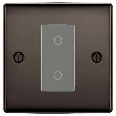 BG Nexus Black Nickel Single Master Touch Dimmer Switch Grey Insert by British General (BG-EMTDMG+NBNEMS1)
