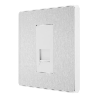 BG Evolve Brushed Steel 1 Gang Secondary Telephone Socket PCDBSBTS1W with 35mm Steel Back Box