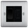 BG Nexus Metal Brushed Steel 20A Double Pole Switch & 13A Fused Spur Plate | Black Insert by British General