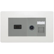 BG Evolve Media Wall Plate — TV Aerial, HDMI & CAT6 | Pearlescent White Screwless by British General