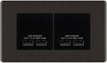 BG Screwless Black Nickel 4G Euro Plate with 2X USB-A Dual Charger Black Insert