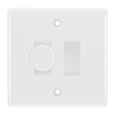 BG White Moulded 2G Switch 1x Trailing Edge LED Dimmer 1x Intermediate Switch by British General (BG-Nexus-WM-2G-CUSTOM-1x-Dimmer-1x-INT)
