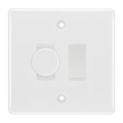 BG White Moulded 2G Switch 1x Trailing Edge LED Dimmer 1x Intermediate Switch by British General (BG-Nexus-WM-2G-CUSTOM-1x-Dimmer-1x-INT)
