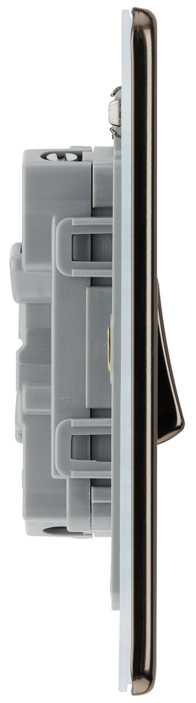 BG FBN42 Nexus Screwless Flat-Plate Double Light Switch Black Nickel 2 Way 10A