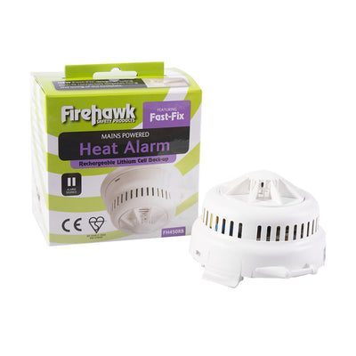 Mains Heat Alarm with Sealed Self-Charging Lithium Battery Backup - Firehawk FHN450RB by Firehawk (Safelincs-FIFHN450RB)