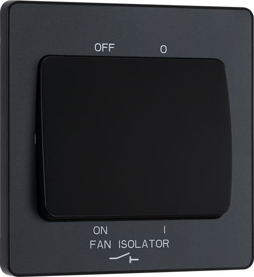 PCDMG15B Front - This Evolve Matt Grey 10A triple pole fan isolator switch from British General provides a safe and simple method of isolating mechanical fan units.