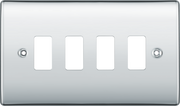 BG RNPC4 Nexus Grid Polished Chrome 4 Module Front Plate by British General (BG-RNPC4-Shopify-SA_1)