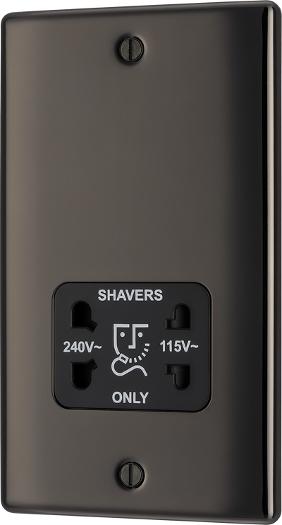 BG NBN20B Nexus Metal Black Nickel 115-230V Dual Voltage Shaver Socket by British General (BG-NBN20B-Shopify-SA_1)