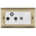 BG Nexus Antique Brass TV/FM/SAT + Return & 1 Gang Tel - Screened Triplex Socket NAB68W