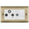 BG Nexus Antique Brass TV/FM/SAT + Return & 1 Gang Tel - Screened Triplex Socket NAB68W by British General (BG-NAB68W)