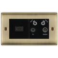 BG Nexus Antique Brass 4G Faceplate with HDMI + TV/FM/SAT Module - Black Insert