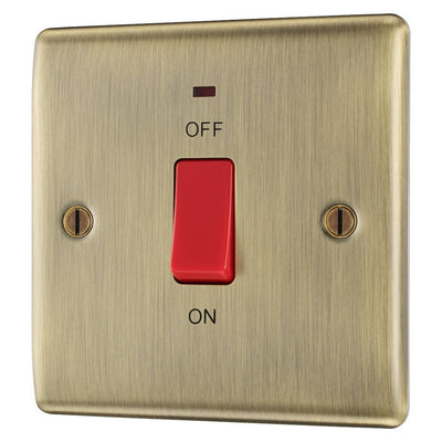 BG Nexus Antique Brass 45A DP Single Plate + Neon NAB74 with 25mm Steel Back Box