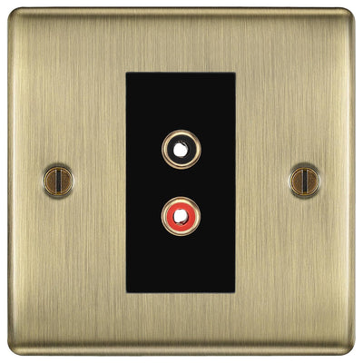 BG Nexus Antique Brass Euro Module RCA X 2 Outlet NABRCA2B by British General (BG-NABRCA2B)
