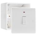 BG Nexus 1 Gang 20A 2 Pole Neon Switch White & 50mm Pattress Back Box