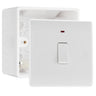BG Nexus 1 Gang 20A 2 Pole Neon Switch White & 50mm Pattress Back Box by British General (BG-831+877)