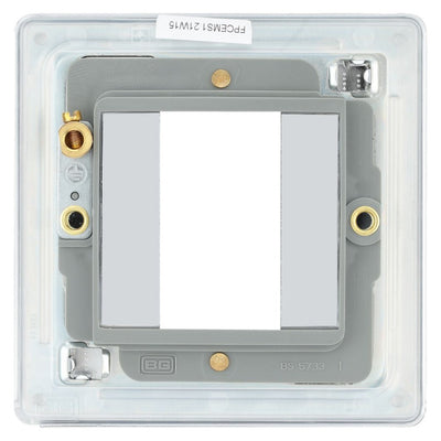 BG Flatplate Screwless Polished Chrome 20AX 2 Way Emergency Lighting Test Key Switch - Key Included - Grey Insert