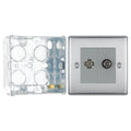 BG Nexus Brushed Steel 2 Gang Satellite & Co-axial Socket NBS65 with 35mm Steel Back Box