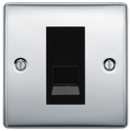 BG Nexus Polished Chrome Single Master Telephone Socket, Screw Terminal - Black Inserts
