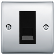 BG Nexus Polished Chrome Single Master Telephone Socket, Screw Terminal - Black Inserts by British General (BG-NPCBTMS1B)