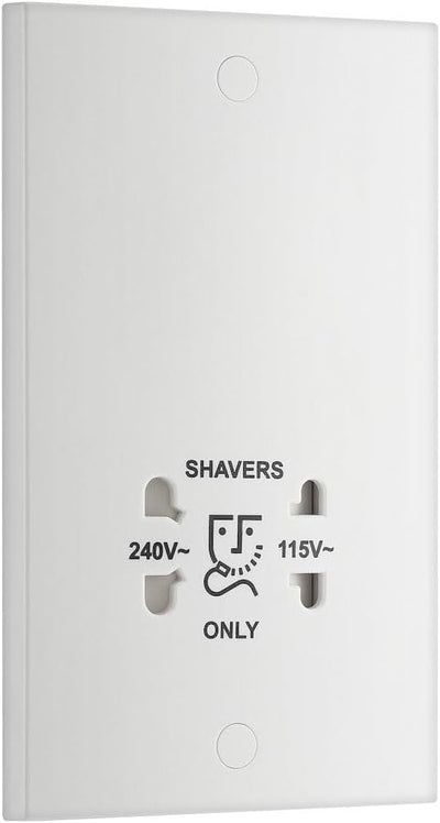 BG 940 Moulded Square Edge | White | 115-230V Dual Voltage Shaver Socket by British General (BG-940)
