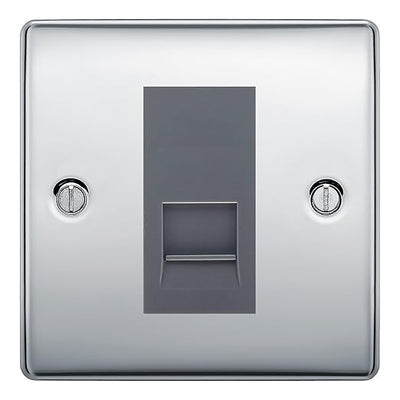 BG Nexus Polished Chrome Single IDC Secondary Telephone Socket - Grey Insert by British General (BG-NPCBTS1G)