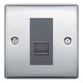 BG Nexus Polished Chrome Single IDC Secondary Telephone Socket - Grey Insert