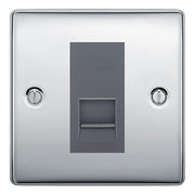 BG Nexus Polished Chrome Single IDC Secondary Telephone Socket - Grey Insert by British General (BG-NPCBTS1G)