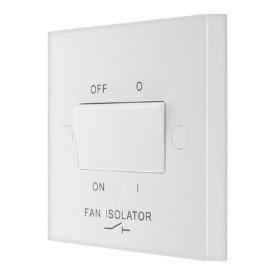 BG 915 Moulded Square Edge | White | 1 Gang 10AX 3 Pole Fan Isolator Switch by British General (BG-915)