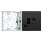 BG Evolve Black Chrome 13A Switched Spur with Neon and Flex Outlet PCDBC52B with 25mm Steel Back Box