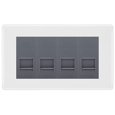 BG White Moulded 4 Gang IDC Secondary Telephone Socket - Grey Insert by British General (BG-NWMBTS4G)