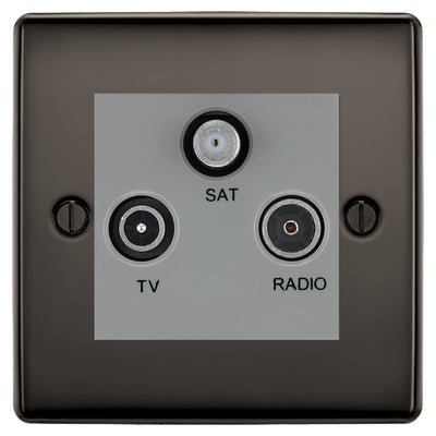 BG Nexus Metal Black Nickel TV/FM/SAT Socket NBN67G by British General (BG-NBN67G)