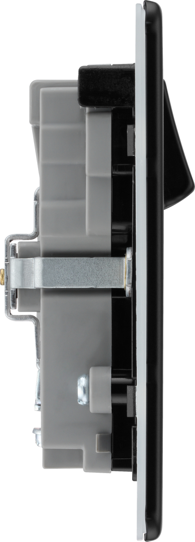 BG Screwless FFB22UAC45B Matt Black Double Socket with USB 45W Type A & C USB by British General (BG-FFB22UAC45B-1)