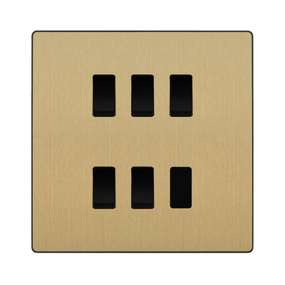 BG Evolve Satin Brass 5 Gang Custom Grid Light Switch by British General (BG-Evolve-SB-5G-CUSTOM-LIGHT-SWITCH)