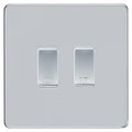 BG Screwless Polished Chrome 2 Gang Engraved Custom Labelled Appliance Grid Switch