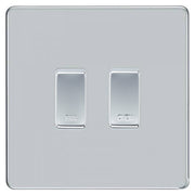 BG Screwless Polished Chrome 2 Gang Engraved Custom Labelled Appliance Grid Switch by British General (BG-SCREWLES-POLISHED-CHROME-CUSTOM-2GANG)