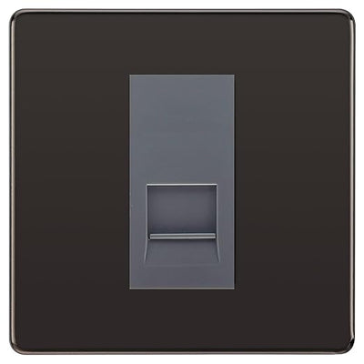 BG Screwless Black Nickel Single IDC Secondary Telephone Socket - Grey Insert by British General (BG-FBNBTS1G)