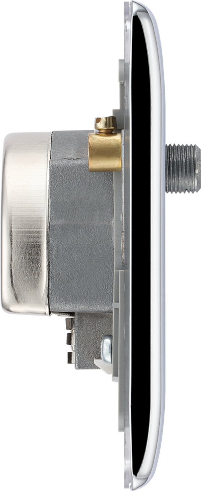 BG NPC67W Nexus Metal Polished Chrome 2 Gang 1x TV 1x FM 1x Satellite Screened